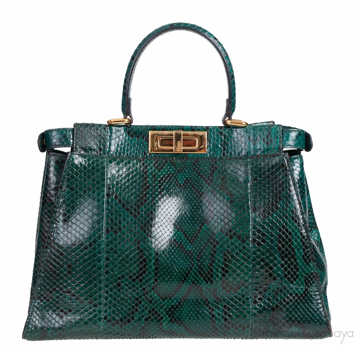 Fendi Peekaboo Medium Green Python Bag
