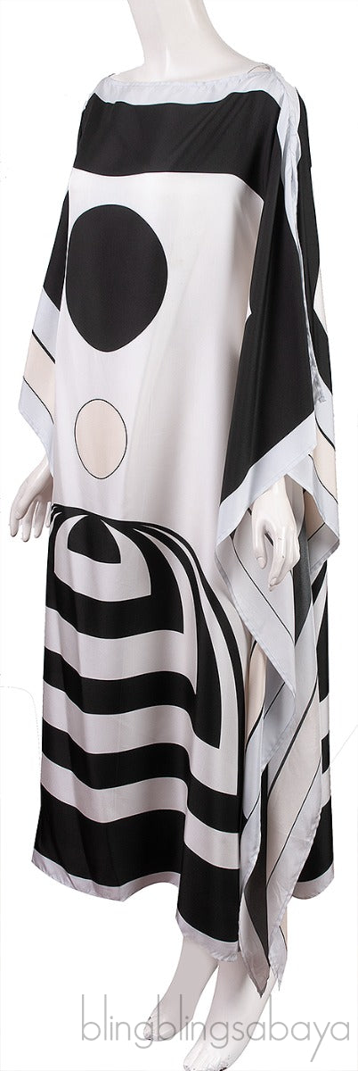 Multicolor Silk Kaftan Dress