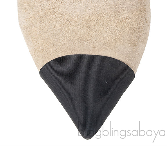 CHANEL BEIGE AND BLACK SUEDE POINTED MULE