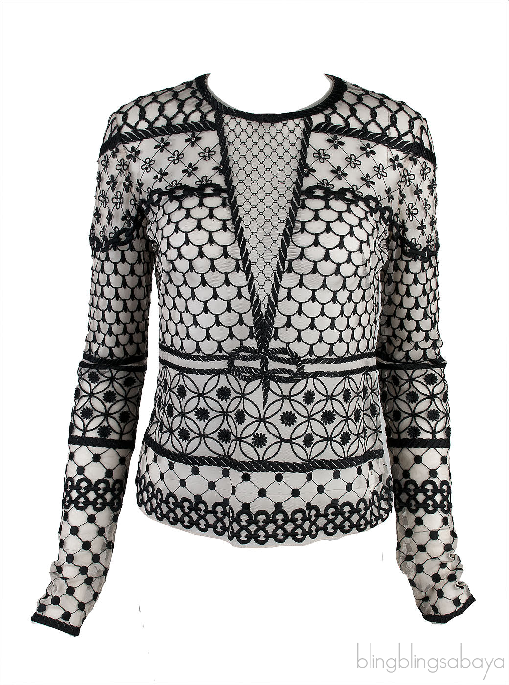 Black Semi-sheer Crystal Top