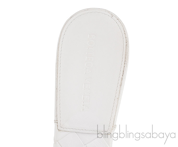 Bottega Veneta White Lido Intrecciato Mules 38