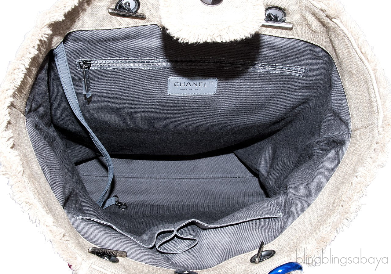 Beige Graffiti Canvas Tote