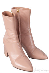 Nude Pointed Toe Leather Boots