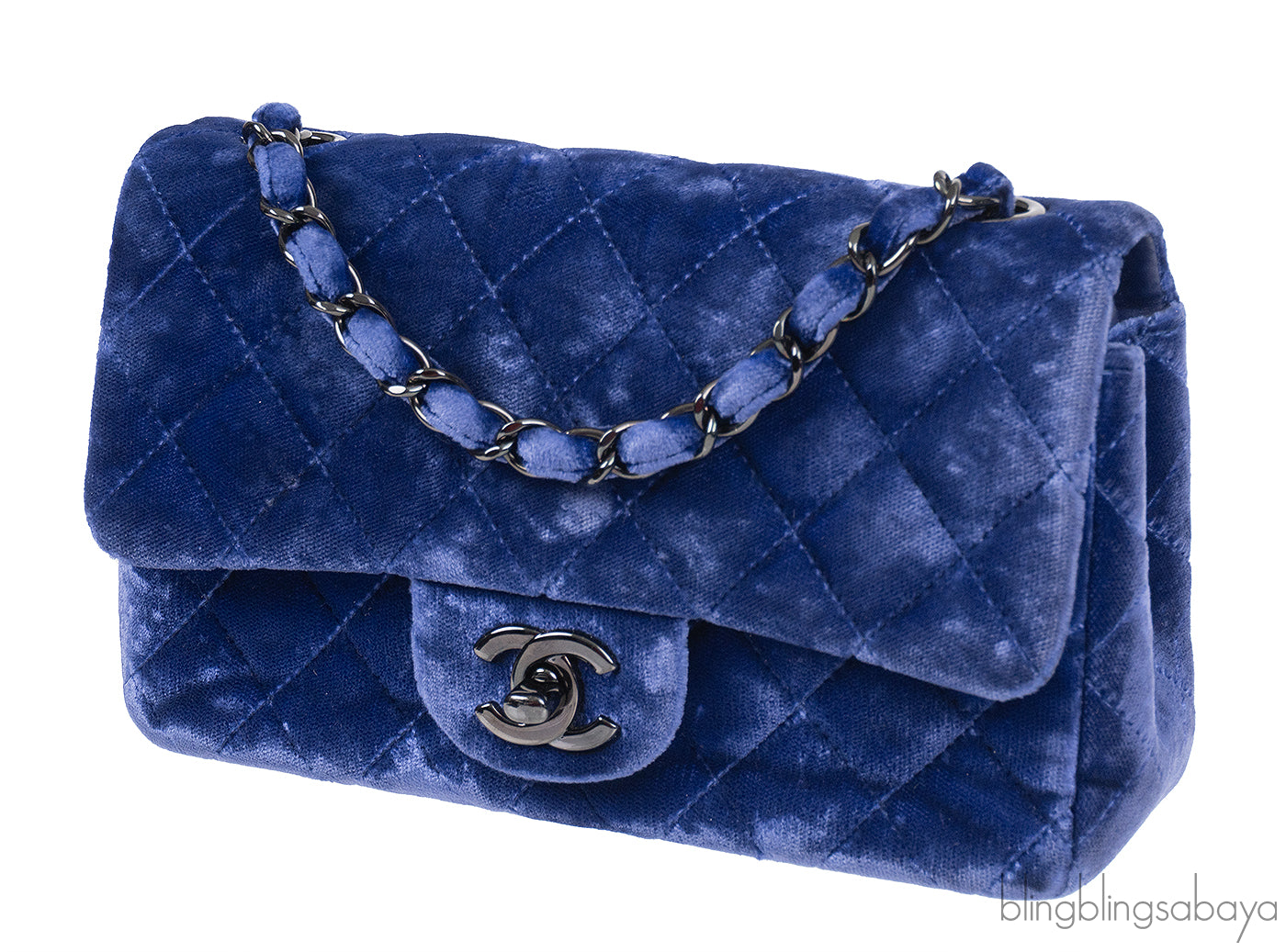 Chanel Velvet blue Mini Flap Bag