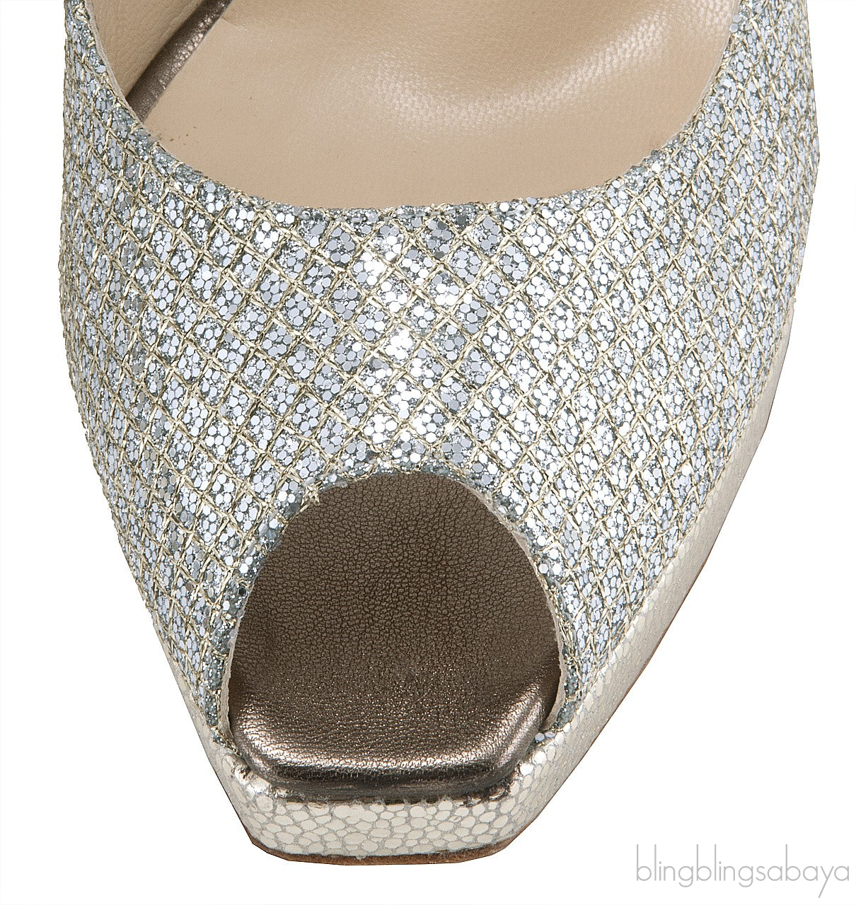 Champagne Glitter Mesh Slingback