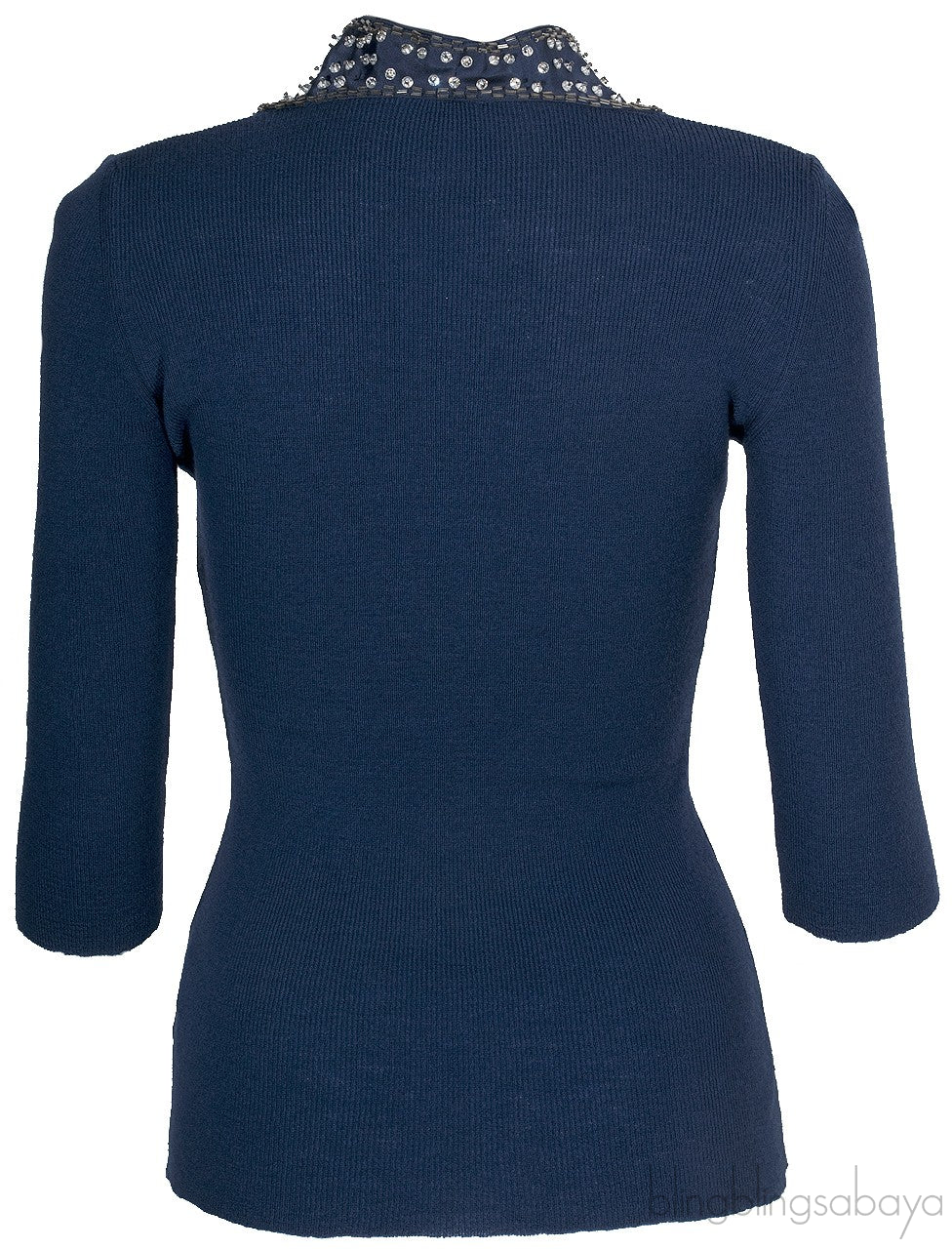 Navy Blue Stretch Knit Top