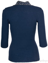 Navy Blue Stretch Knit Top