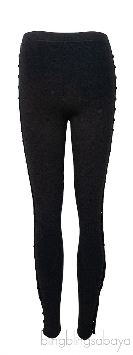Black Silver Metal Studs Leggings