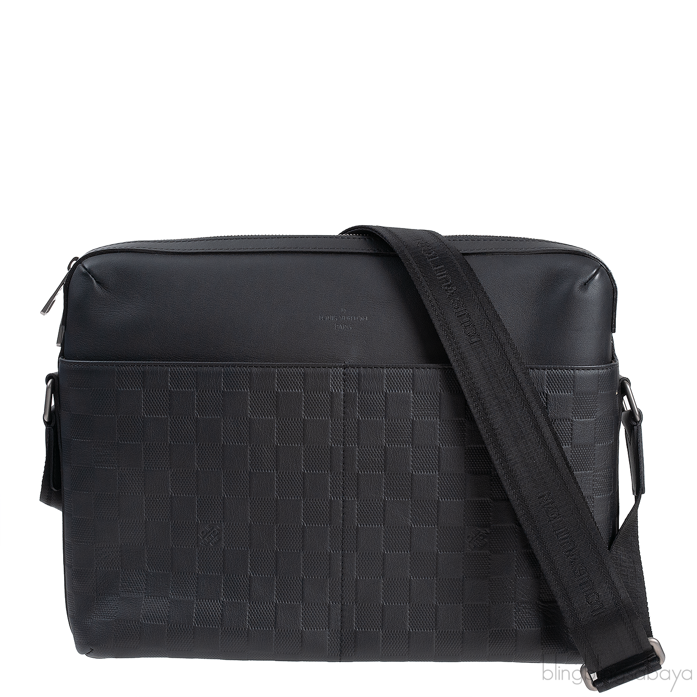 Black Infiniti Leather Calypso Messenger Bag MM