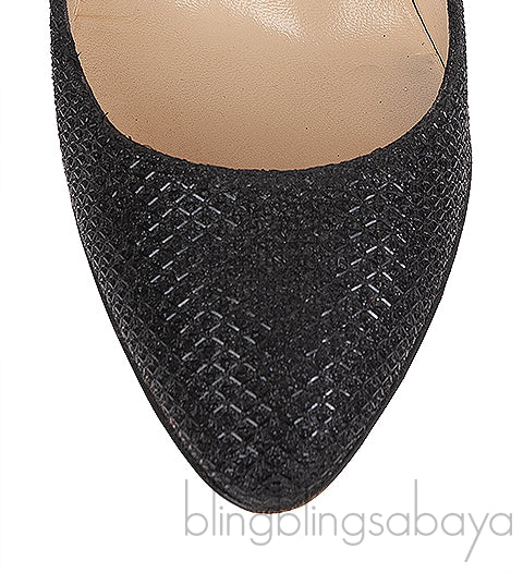 Christian Louboutin Metallic Black Fabric Heels