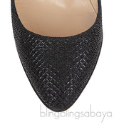 Christian Louboutin Metallic Black Fabric Heels