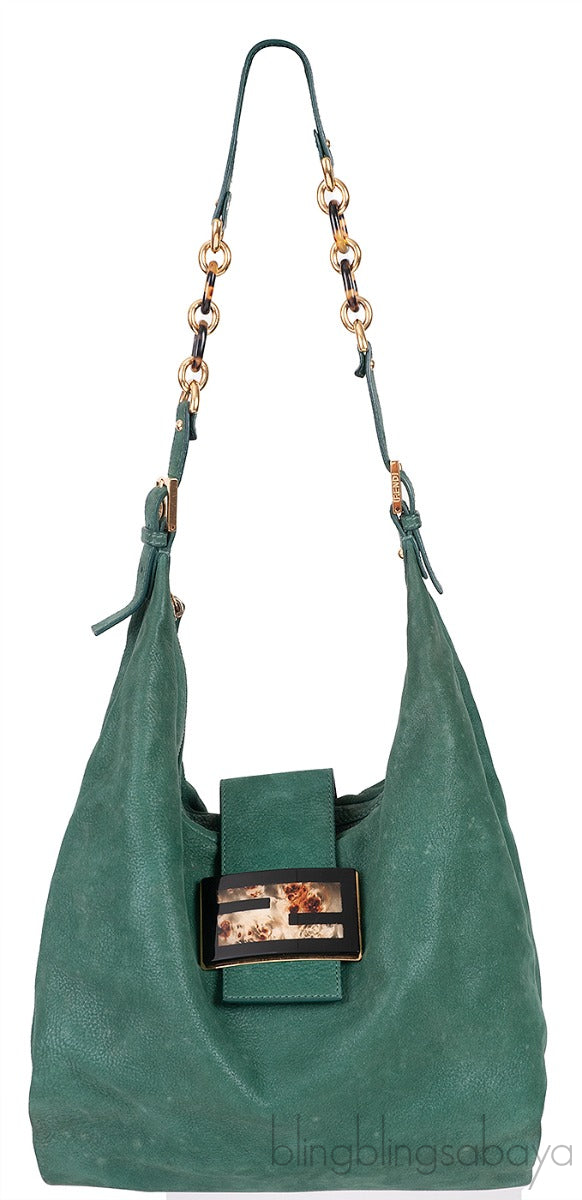 Green Nubuck Leather Forever Hobo Bag