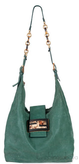 Green Nubuck Leather Forever Hobo Bag