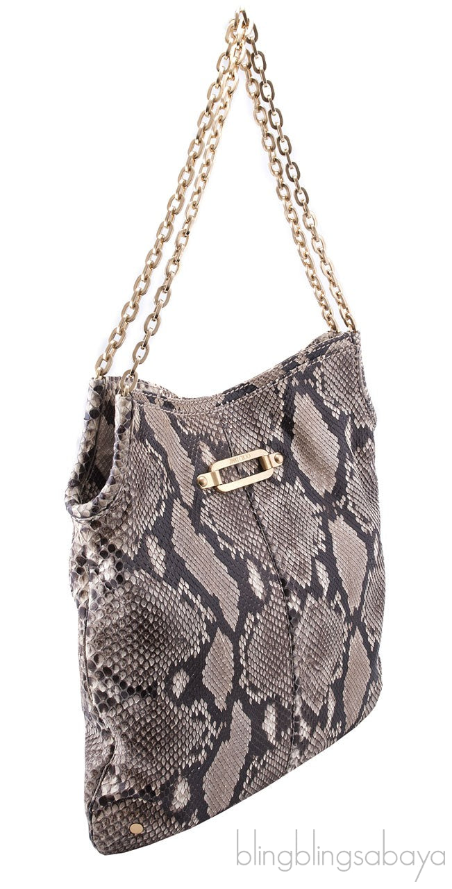 Natural Python Shoulder Tote