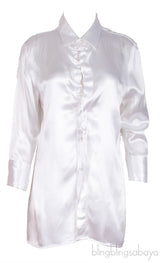 Pearl White Silk Satin Shirt