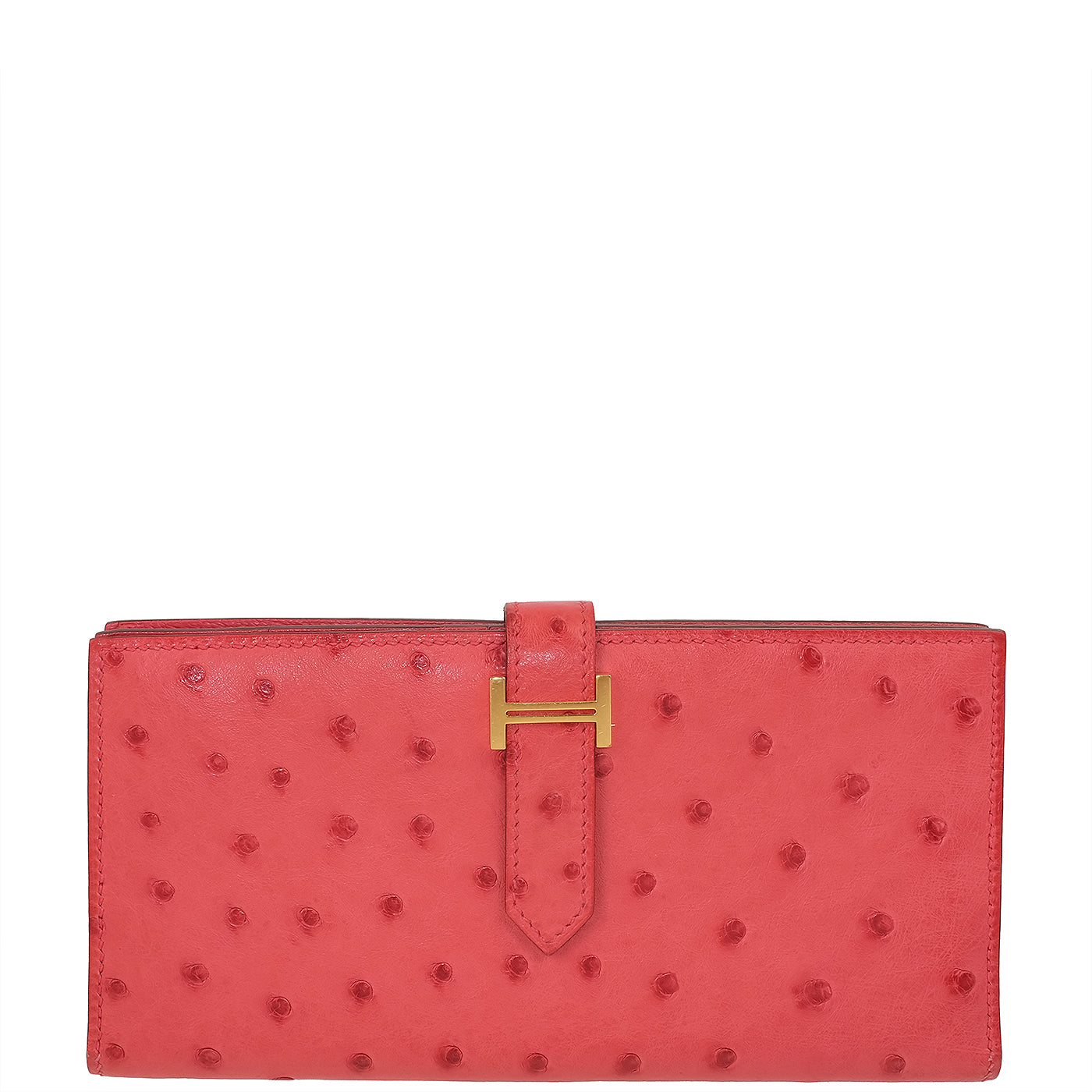 Hermes Bearn Bougainvillier Ostrich Wallet GHW