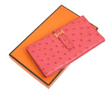 Hermes Bearn Bougainvillier Ostrich Wallet GHW