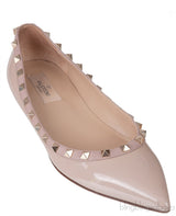 Nude Leather Rockstud Ballet Flat