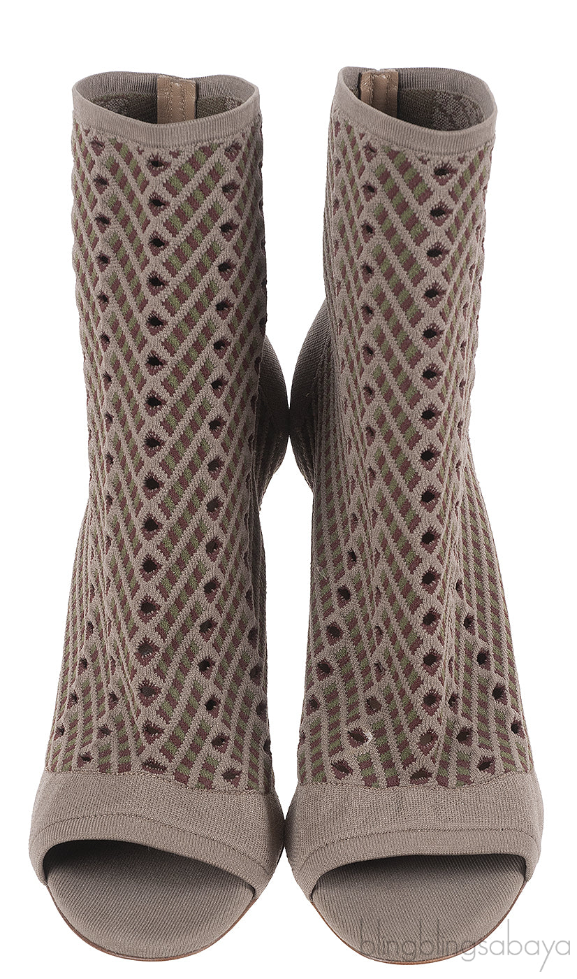 Gianvito Rossi Rio Perforated Jacquard-knit Ankle Boots