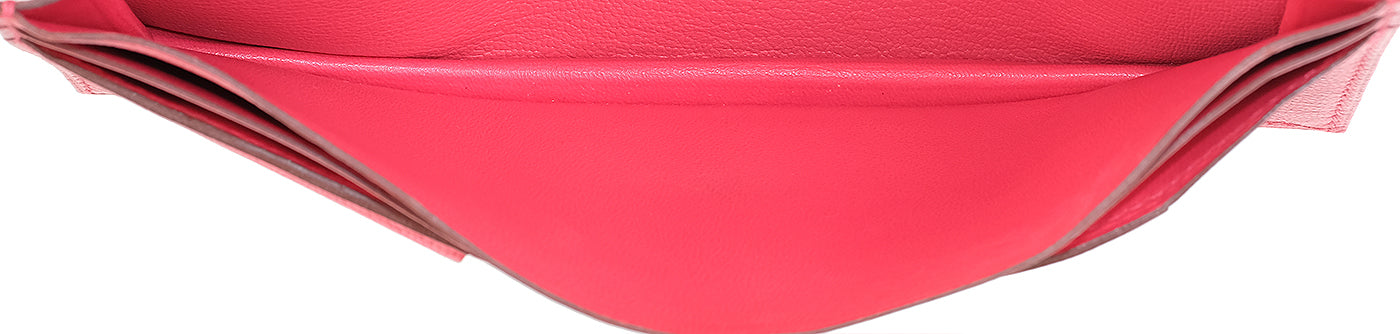 Hermes Bearn Bougainvillier Ostrich Wallet GHW