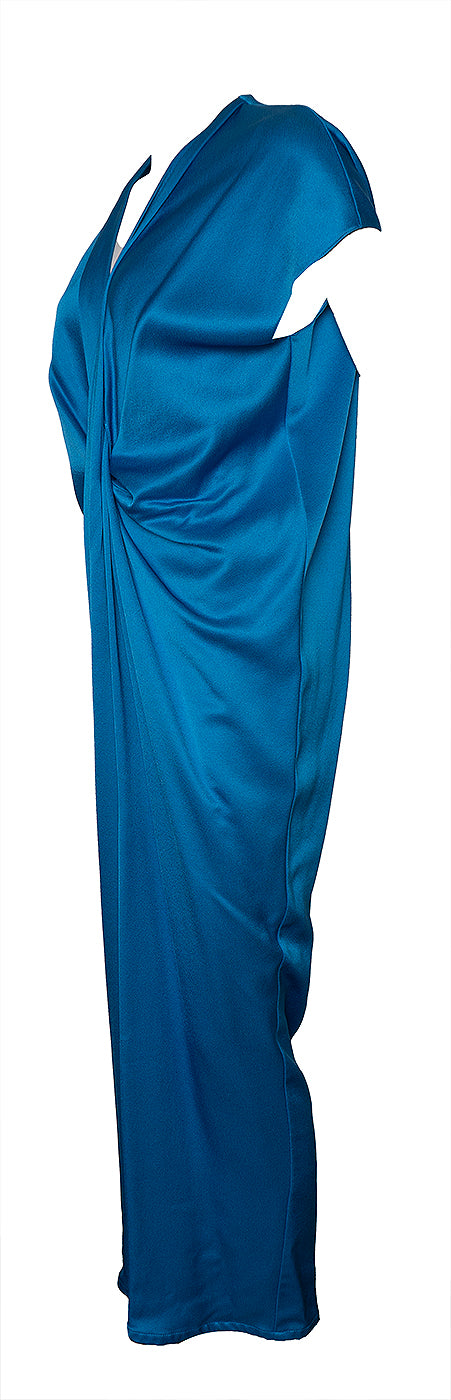Lanvin River 2016  Blue Gathered Front Maxi Dress M