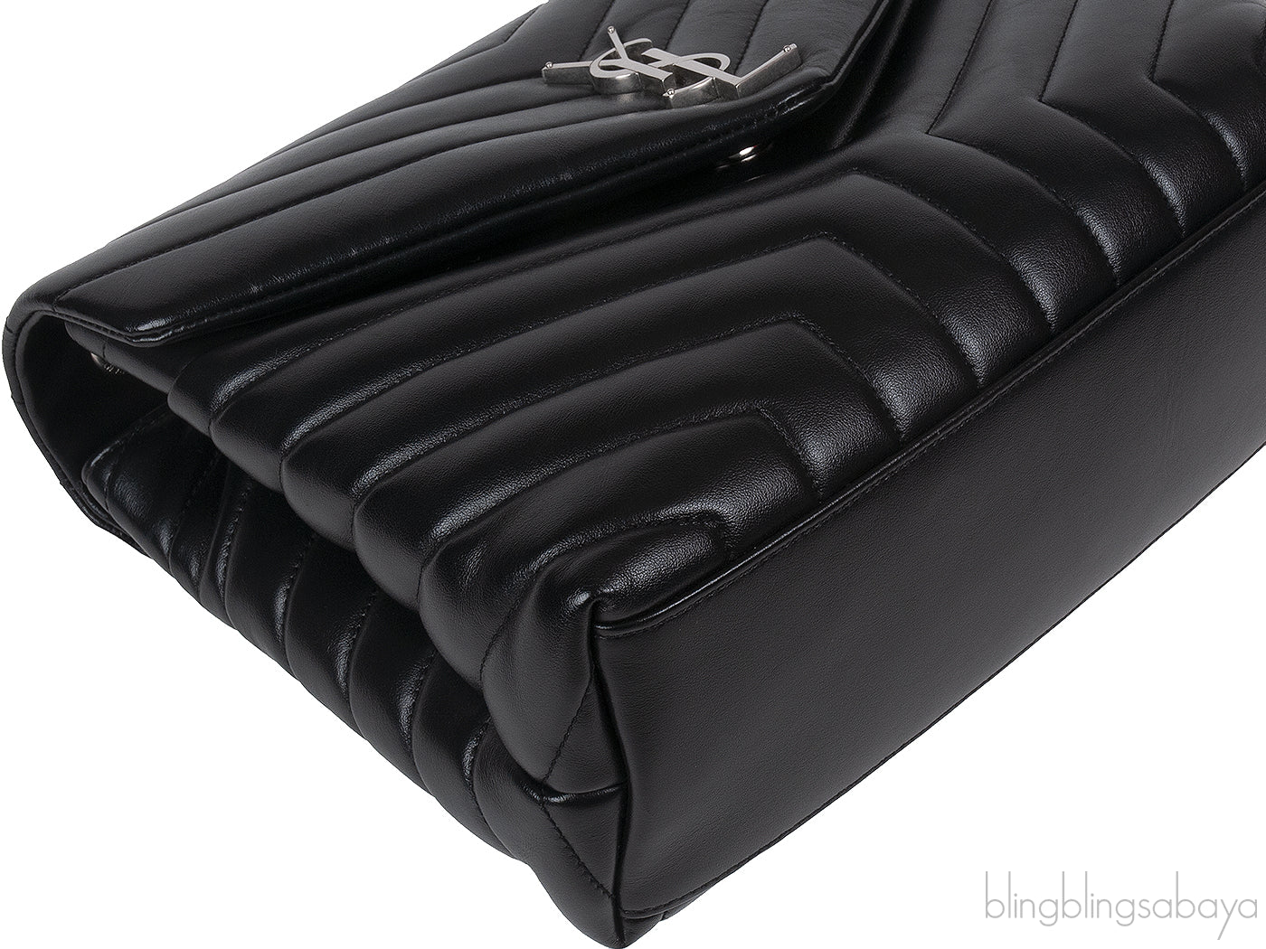 Yves Saint Laurent Black Medium LouLou Chevron PHW