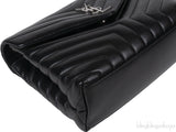 Yves Saint Laurent Black Medium LouLou Chevron PHW
