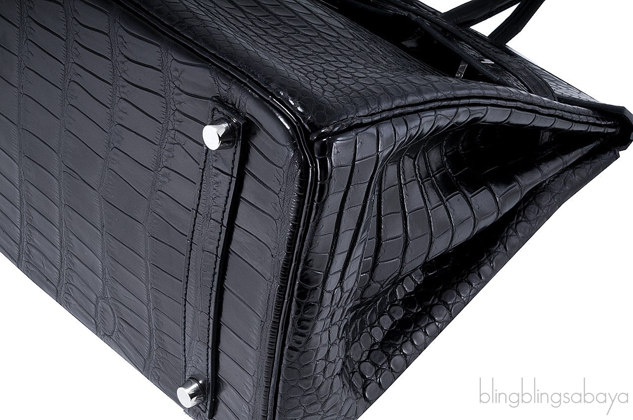 Birkin 35 Black Matte Crocodile PHW