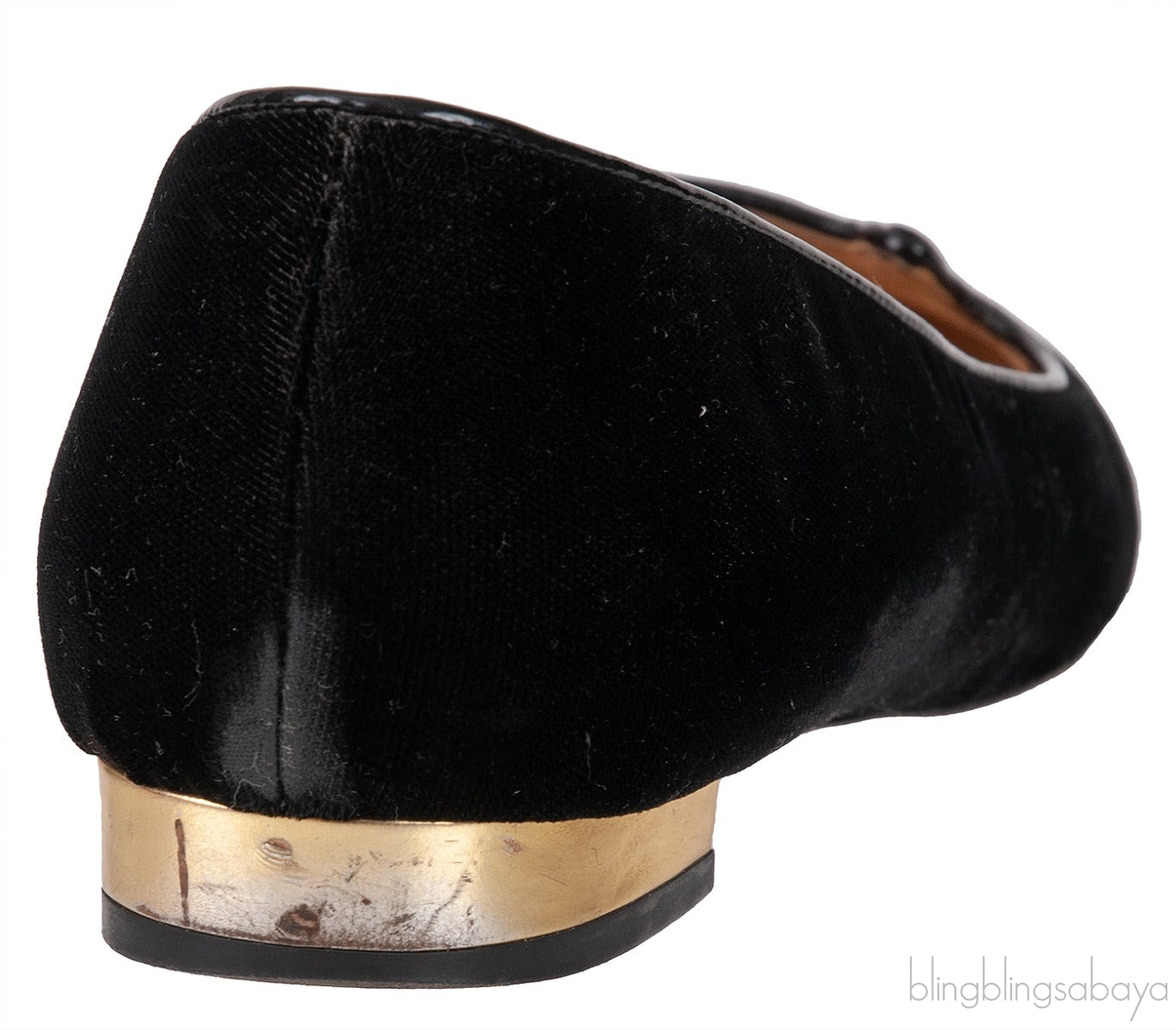 Kitty Black Velvet Flat Shoes