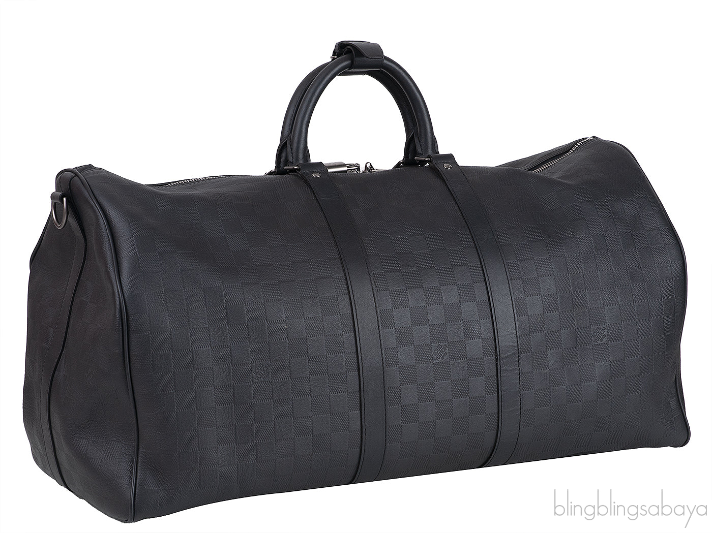 Louis Vuitton Black Damier Infini Leather Keepall Bandouliere 55 Bag