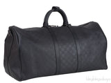 Louis Vuitton Black Damier Infini Leather Keepall Bandouliere 55 Bag