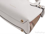 Burberry White & Checkered Banner Top Handle Bag