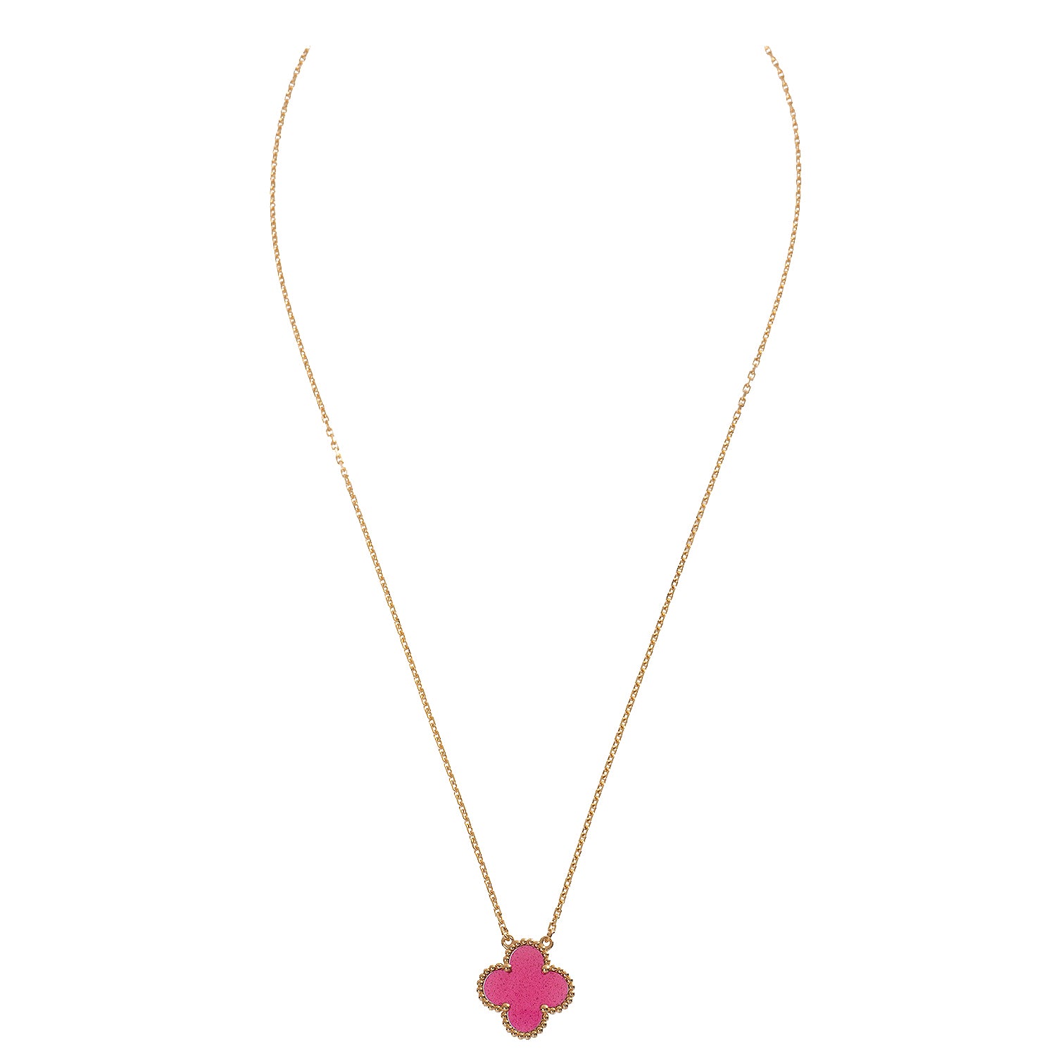 Van Cleef & Arpels Vintage Alhambra Pink Pendant Necklace