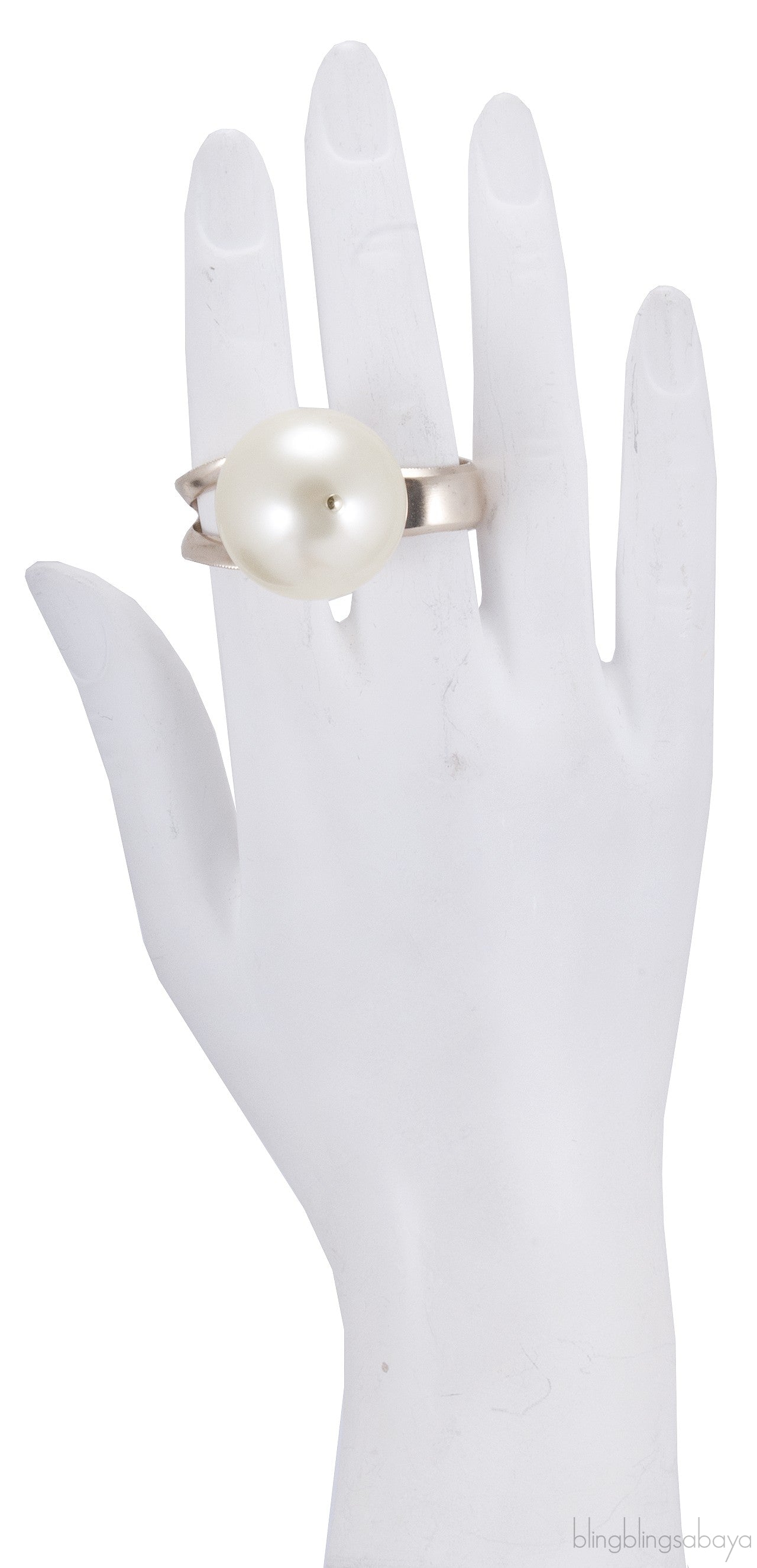 Double Metal Giant Pearl Ring