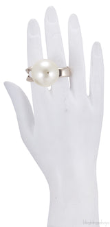 Double Metal Giant Pearl Ring