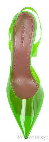 AMINA MUADDI Holli 95 PVC Glass Green Slingback Pumps