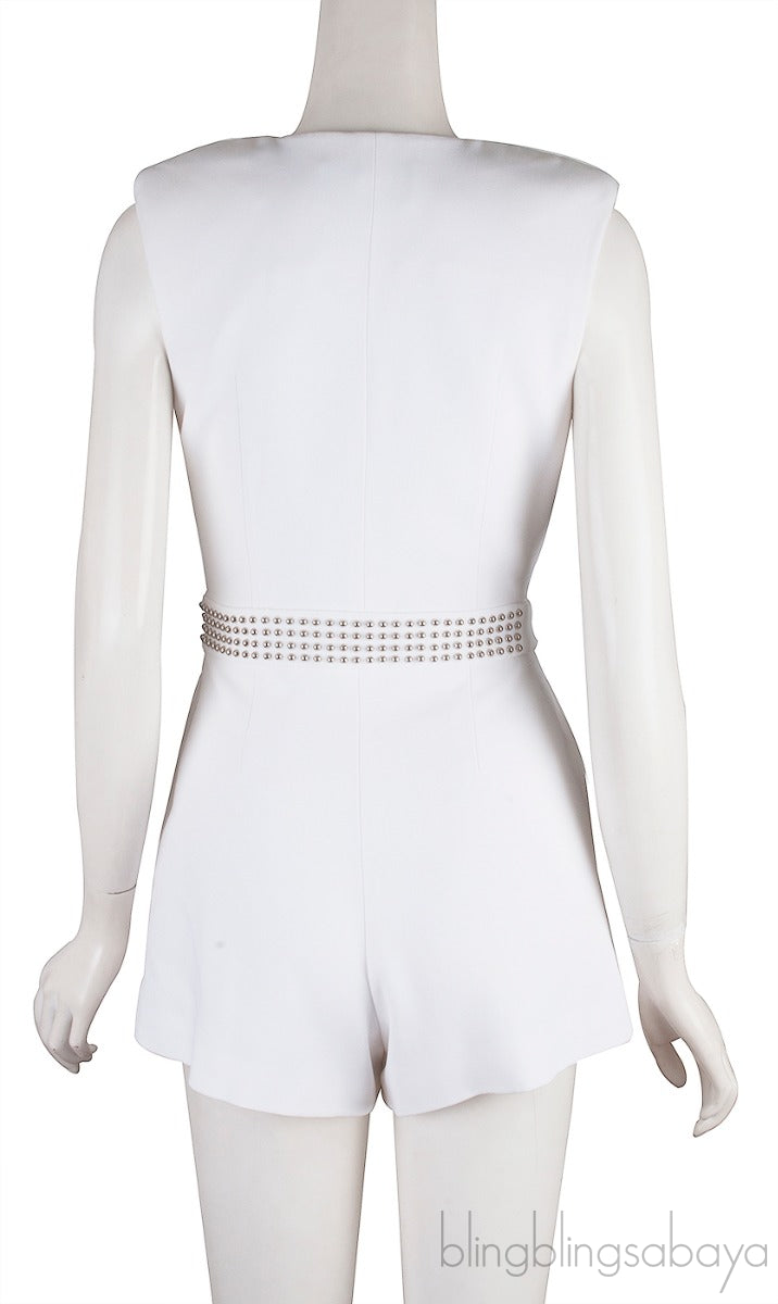 Phillip Plein White Beaded Playsuit