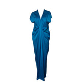 Lanvin River 2016  Blue Gathered Front Maxi Dress M