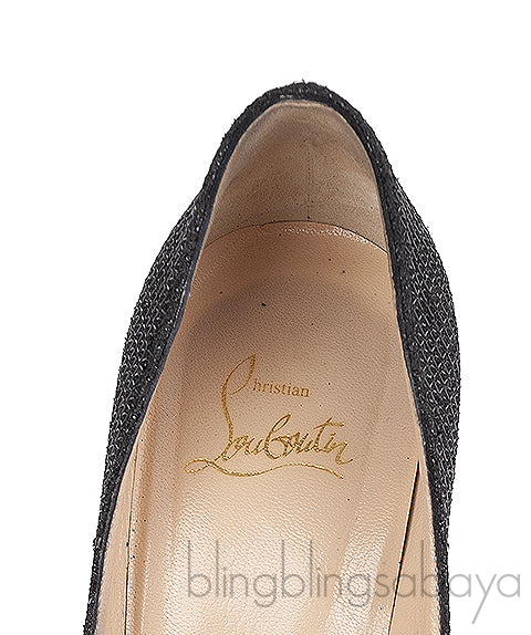 Christian Louboutin Metallic Black Fabric Heels
