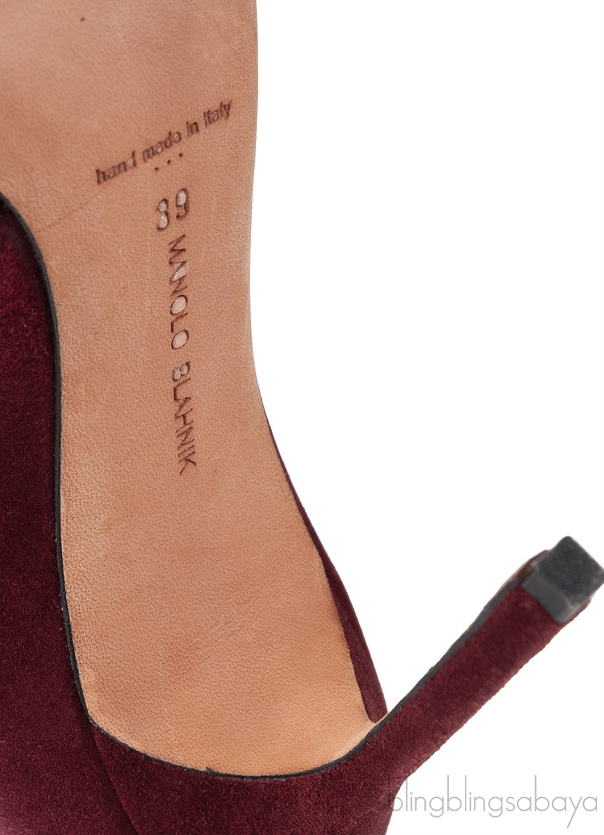 Burgundy Suede Pointed Heels