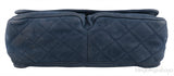 Blue Nubuck Quilted Flap Bag