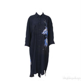 Dark Blue Long Back Shirt Midi Dress