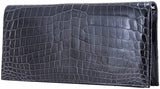 Grey Patent Alligator Clutch Bag