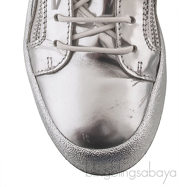 Silver Metallic Leather Sneaker