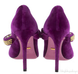 Gucci Purple Sylvie Velvet Crystal Embellished Heels 38