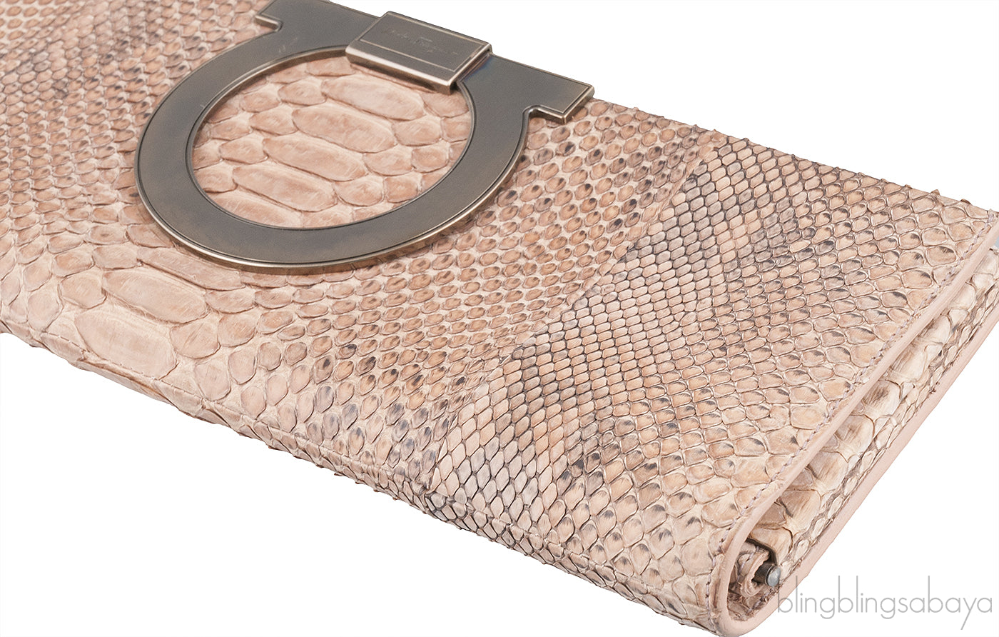 Brown Python Long Clutch