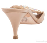 Nude Leather Bow Crystal Sandals