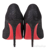 Christian Louboutin Metallic Black Fabric Heels