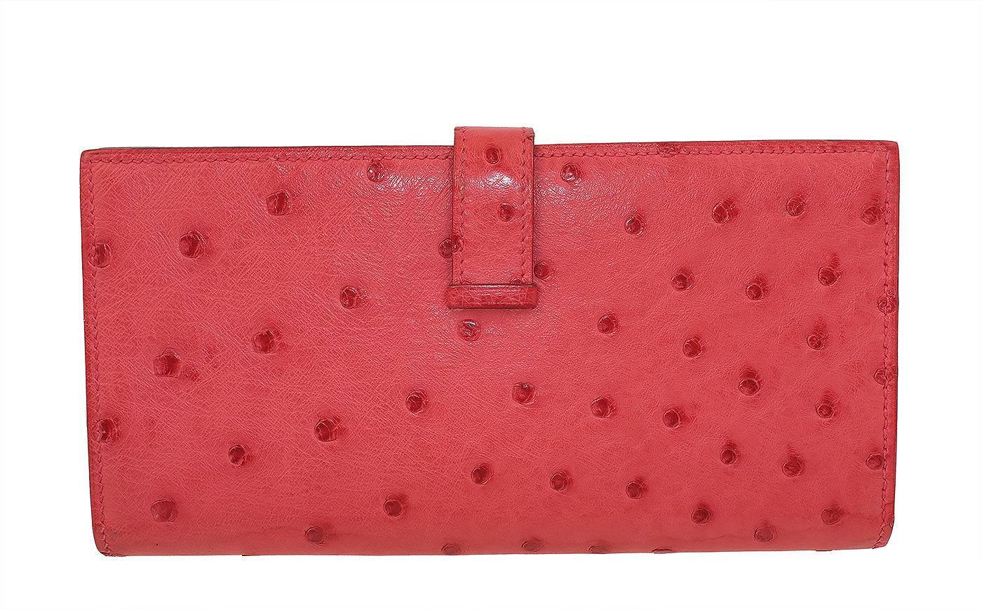 Hermes Bearn Bougainvillier Ostrich Wallet GHW