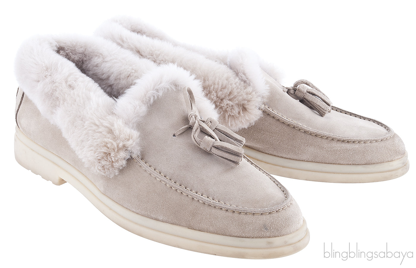 Fur-trimmed Suede Loafers